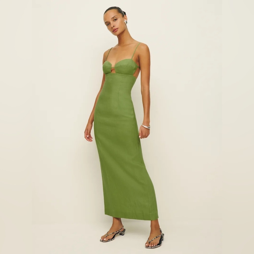 NEW NWT Reformation Malibu Linen Avocado Maxi Dress 12